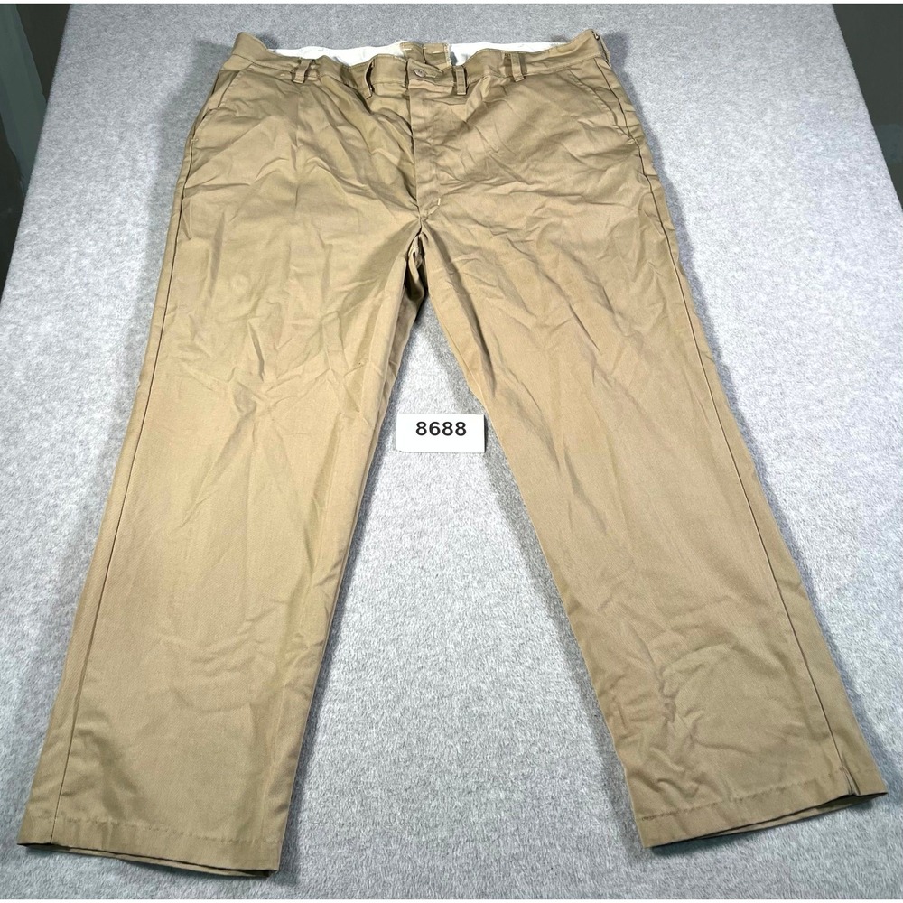 Red Kap Work Pants Mens 46 Khaki Twill Flat Front Straight Leg Workwear Outdoor